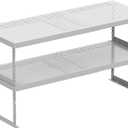 2 x Stackable Expandable Metal Shelf Organizer - Adjustable Wire Storage Rack with Holes for Kitchen, Bathroom, Cabinet, Office - Space Saving, Durable & Sturdy Design2PACKS/Medium/White