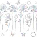 10 Flower Window Decals - Anti-Collision Stickers to Save Birds, Reusable Vinyl Rainbow Stickers
