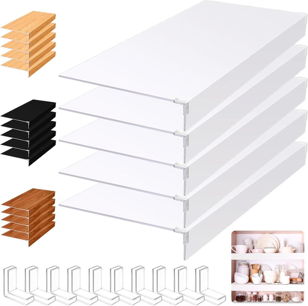 Hoolerry 5 Pcs Wire Shelf Covers Foamed PVC Wire Rack Covers for Removable Closet (Not Wood) Pantry Shelves for Cabinet Bathroom Kitchen Shelving Decoration(White,36x16inch)