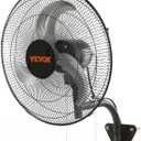 VEVOR 18 inch Wall Mount Fan Oscillating, 3-speed High Velocity Max. 4000 CFM Industrial Wall Fan for Indoor, Commercial, Residential, Warehouse, Greenhouse, Workshop, Basement, Black, ETL Listed