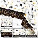 Graduation Decorations 2026, 3 Pack Black Gold Plastic Graduation Tablecloths Disposable, Grad Table Party Decorations Class of 2026 Grad Table Cloths Covers Decor Party Supplies Favors Ideas