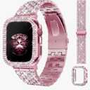 JR.DM Diamond Bands with Bling Case Women Compatible with Apple Watch 40mm 38mm 41mm 44mm 45mm 42mm 46mm 49mm Luxury Metal Bracelet Replacement Strap for iWatch Series 11/10/9/8/7/6/5/4 SE/Ultra 3/2/1