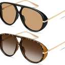 GRFISIA Retro Oversized Aviator Sunglasses for Women Men Metal 70s Aviators 2026 Fashion Shades for Beach Vacation UV400
