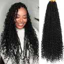 Goddess Locs Crochet Hair-30 Inch 8 Packs Boho Faux Locs Crochet Hair for Black Women Pre Looped Soft Locs with Curly Ends (1B#, 30 Inch
