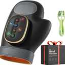 WUX Hand Massager with Heat Compression Relief, 3 Massage 4 Temperatures 5 Compression Models Therapy Glove, Arthritis & Wrist Carpal Tunnel Muscles Pressure Point Therapy, Ideal Gifts for Women/Men (Black)