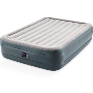 Intex 64125ED Dura-Beam Plus Essential Rest Air Mattress: Fiber-Tech – Queen Size – Built-in Electric Pump – 18in Bed Height – 600lb Weight Capacity