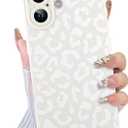 TEAUGHT Compatible with iPhone 17 Case 2025 Cute Pattern Leopard Print Cheetah Shockproof Silicone Phone Cover for Girls Women -White
