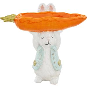 Mud Pie Bunny Carrot Candy Pedestal; 7" x 7"