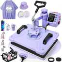 WHUBEFY Heat Press,8 in 1 Tshirt Printing Machine 15"x12" Digital Industrial Heat Transfer Machine,Sublimation Heat Press Machine for T Shirts/Mug/Cap/Plate/DIY (8 in 1 Heat Press(Purple))