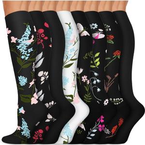 Copper Compression Socks 15-20 mmHg for Men & Women 8 Pairs  Circulation Support for Nurses, Travel, Running, Hiking, Soccer (Small-Medium, A16- Multicoloured 01)