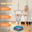 Baby Jumper with Stand for 6-24 Months, Baby Exerciser for Active Babies, Toddler Jumper Bouncers for Baby Girl/Boy with Adjustable Chain, Suitable for Indoor and Outdoor, Water Mat Included(Gray)