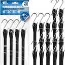 Solid As Mountain Bungee Cords with Hooks 20 Pack Heavy Duty Black Rubber Tarp Straps 15", 21", 31", 41" for Cargo, Camping & Luggage, 180 lbs Load