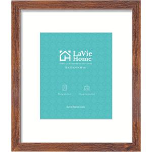 LaVie Home 16x20 Picture Frame Brown Poster Frame,Display Pictures 11x14 with Mat or 16x20 Without Mat, Stable and Sturdy Frame and Polished Plexiglass, Horizontal and Vertical Format of The Walls
