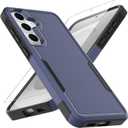 yuanming for Samsung Galaxy S25 FE Case, Dual Layer Protective Heavy DutyNon-Slip [Military Grade 16ft.Drop Tested] with HD Screen Protector, Shockproof Rugged Phone Case (Blue)