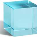 QFkris K9 Crystal Optical Glass Prism Cube Paperweight Ornament Art Glass Figurine Table Home Collectible Decor Photography Accessory (1.5inch,Cyan)