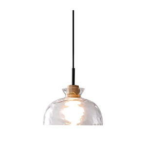 LTBFDDC Farmhouse Small Pendant Lights Kitchen Island, Adjustable Height Hanging Ceiling Lamp Handblown Glass Dome Clear Hammered Shade For Dining Living Room Hallway Entryway Mini Chandelier Lighting