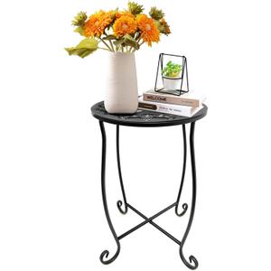 Fashion&cool Side Tables for Small Space, Metal Outdoor Indoor Round Side Table, Small End Table Pool Chair Side Table for Patio Yard Porch Balcony Garden Bedside Plant Stand, W-10 Inch
