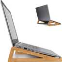 S&A WOODCRAFT Bamboo Wooden Laptop Stand, Portable Desk Laptop Holder for Tablet with Carry Pouch, Compact Travel Laptop Stand with Protective Silicone Pads, Suitable for Laptops and Tablets