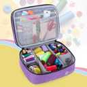 Luxja Double-Layer Sewing Supplies Organizer, Sewing Accessories Organizer for Needles, Thread, Scissors, Measuring Tape and Other Sewing Tools (Bag Only),Medium/Purple