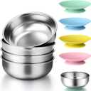 Palksky Stainless Steel Bowls, Kids Bowl with Suction Base, Soup Container for Baby Feeding, Dishwasher Safe, Food Grade, BAP Free, Non Toxic, Set of 4