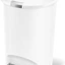 simplehuman 50 Liter Semi-Round Hands-Free Kitchen Step Soft-Close Lid Trash Can, White