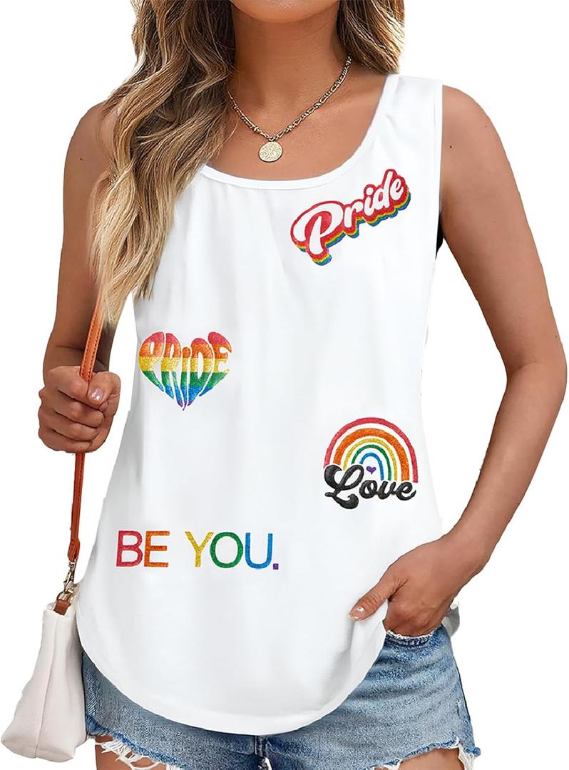 Pride Tank Tops for Women Rainbow Love Graphic Tshirt Be You LGBT Sleeveless Shirt Summer Vacation Vest Tops (Small)