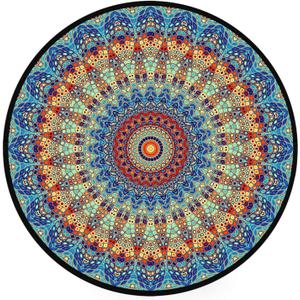 Round Rugs 2 FT Washable Non Slip Round Area Rug, Medium-Pile Small Circular Rug for Living Room Small Area Rug Floor Rug Throw Rug Soft Rug Room Decor (Blue Mandala Colorful Agate)