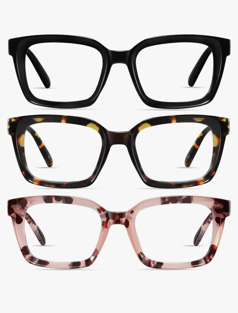 XVXV Reading Glasses for Women Men - Blue Light Blocking Readers Oversize Oprah Square Anti Glare/Eyestrain Spring Hinge +1.75