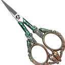 Embroidery Scissors, Sharp Pointed Sewing Scissors for Craft Cross Stitch Needlework Artwork Knitting Threading Small DIY Tools, 4.6in Gold Green Cute Bird