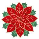 Ganeen 12 Pcs Christmas Poinsettia Placemats Set Embroidered Red Round Double Layer Table Placemats 14 Inch Flower Xmas Table Decorations Bulk Applique for Home Dining Holiday Decoration Party Favors