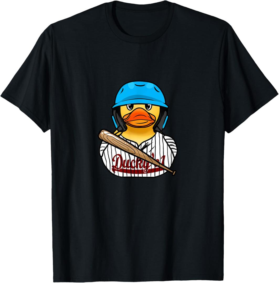Baseball Rubber Duck Sporty T-Shirt (Small, Black)