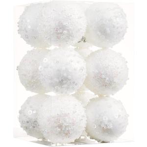 12CT Christmas Ball Ornaments, White Christmas Ball Decorations Shatterproof Plastic Hanging Pearl Balls for Holiday Party(70mm/2.76")