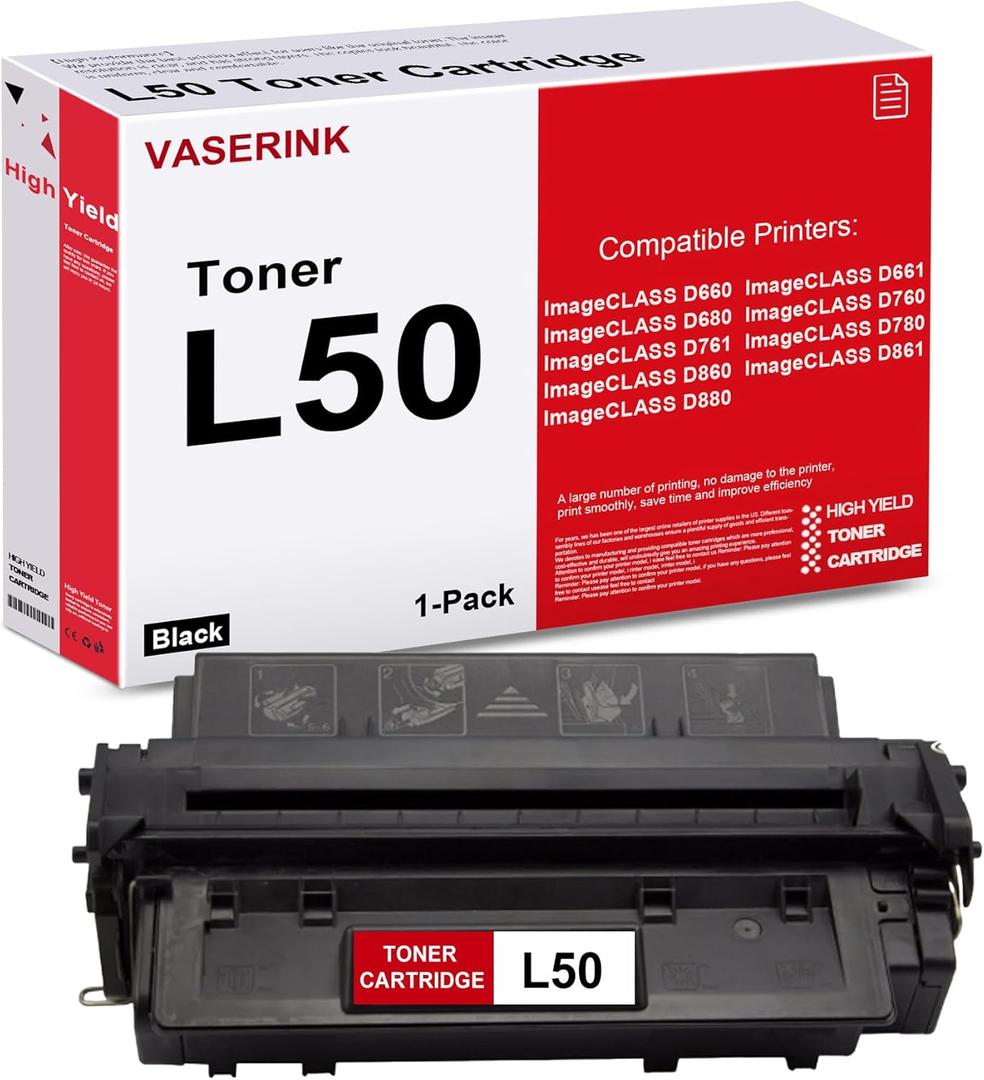 L50 High-Yield Black Toner Cartridge 1-Pack Replacement for Canon L50 Toner Cartridge for ImageClass D660 D661 D680 D760 D761 D780 D860 D861 D880 Printer