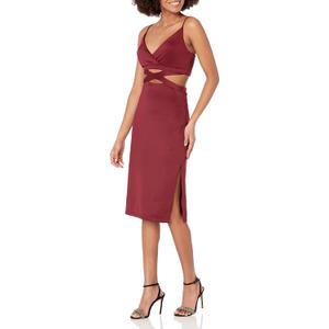 Speechless Women's Sleeveless Midi Fitted Dress (1, Red)