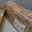 12x12x10in Water Hyacinth Storage Basket Large, Folding Cube Woven Wicker Storage Basket for Shelves, Pantry Baskets Organization and Storage, Kitchen Storage Baskets, Large Rattan Basket Set of 3