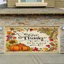 Thanksgiving Give Thanks Garage Door Banner 13x6ft Pumpkin Cornucopia Harvest Decor Outdoor Indoor Photo Background Mural Decorations Party Backdrop Fall Door Decor Celebration Banner