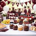 3 x 42pcs Graduation Cupcake Toppers Class of 2026 Paper Cupcake Picks Grad Cap Diploma Picks for Dessert Food Pizza Decorations (red white)