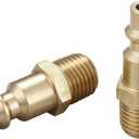 Air Hose Fittings And Air Coupler Plug, Air Compressor Quick-Connect MNPT Male Plug Kit (Industrial Type D, 1/4-Inch NPT Male Thread, Solid Brass, 2 Piece)