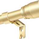 1” Diameter Curtain Rods Itself is 30 to144 inch 1 Pack Fit 30-142 inch, 66 to 120 inch Window with Heavy Duty Adjustable Rod Gold Curtain Splicing Metal Extra Long Curtain Rod for Windows