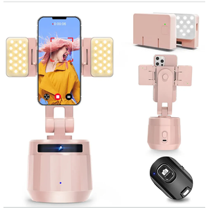 YENDILI Auto Face Tracking Tripod Phone Holder, Motion Tracking Camera Phone Mount Tripod Gimbal Stabilizer 360 Rotation Selfie Stick Tripod with Remote for Video Recording Live Vlog Shooting, Pink
