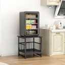 End Table, Industrial Side Table with 2-Tire Storage Shelf, 180LBS Mini Fridge Stand with Adjustable Feet, 18"x18" Wood Night Stand Small Bedside Table with Sturdy Metal Frame for Living Room Bedroom