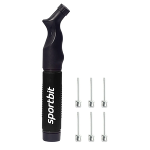SPORTBIT Ball Pump for Sports Balls - Push & Pull Inflating System - Hand Pump for All Exercise Balls - Volleyball Pump, Basketball Inflator, Football & Soccer Ball Air Pump - Goes with 5 Needles Set