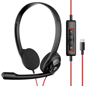 NUBWO USB C Headset with Mic for Laptop, Phone,Headphones with Noise Cancelling Microphone for Computer, On-Ear Wired Office Call Center Headset for Boom SkypeWebinars, in-line Control