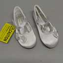 DREAM PAIRS Toddler Girls Dress Shoes Mary Jane Flats, Girls School Uniform Flats Bow Ballerina Shoes (White/Satin, 8)