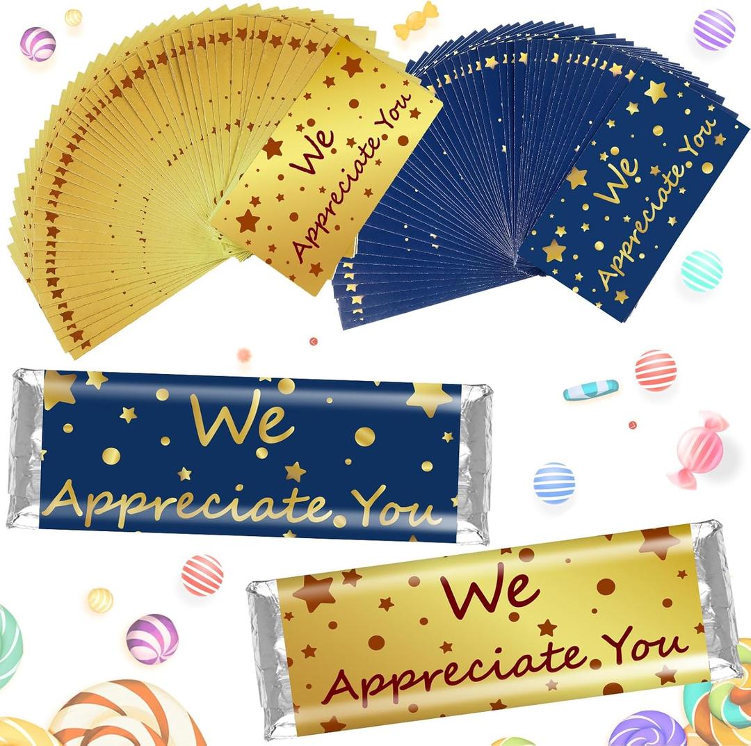 100 Pcs CNA Week Appreciation Gifts End of Year Teacher Gifts Employee Appreciation We Appreciate You Chocolate Candy Wrappers for Paraprofessional Team Party Favor DIY Lover Birthday Graduation(Star)