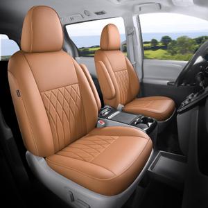 Customized for Toyota Sienna Seat Covers 2011-2020 Sienna 8 Seats 3 Row, Leather Car Seat Covers Waterproof Seat Covers Full Set for Cars, Car Seat Protectors, Airbag Compatible(Brown)