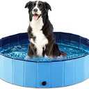 Jasonwell Foldable Dog Pet Bath Pool Collapsible Dog Pet Pool Bathing Tub Kiddie Pool Doggie Wading Pool for Puppy Small Medium Large Dogs Cats and Kids 32" Blue