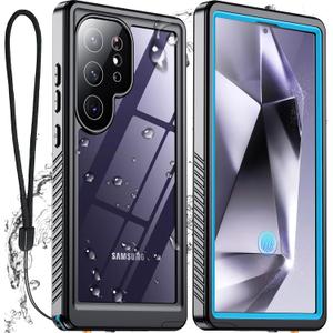 SPIDERCASE Upgraded for Samsung Galaxy S24 Ultra Case Waterproof,Built-in Screen & Camera Protection [12FT Military Shockproof] IP68 Underwater Cell Phone Case for Galaxy S24 Ultra,Blue