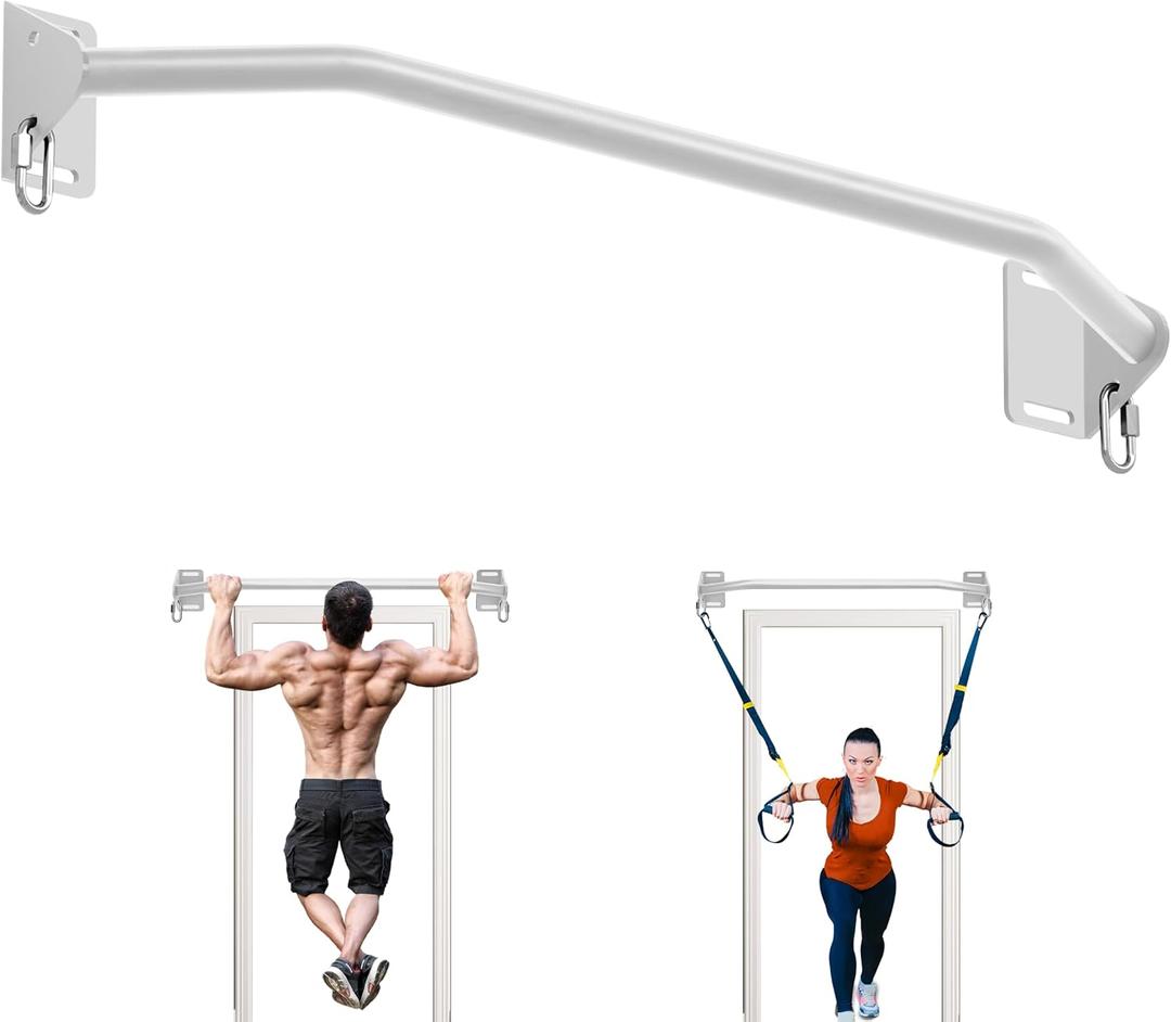 Pull Up Bar Wall Mounted-Heavy Duty Joist Mounted Pull Up Bar-Premium Strength Training Pull-Up Bars-Fast and Easy Installation for Home and Garage Use,Supports up to 600 Lbs (White)
