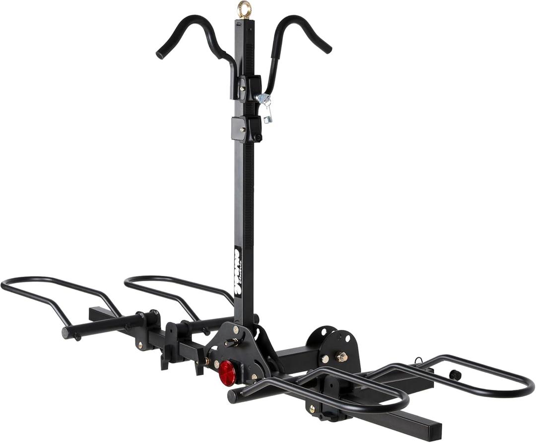 Young 200 lbs. Capacity Hitch Mounted 2-Bike Rack with Lock for Standard, Mountain, Fat Tire Bikes, fit Car, SUV, Van, RV, Trailer, Truck